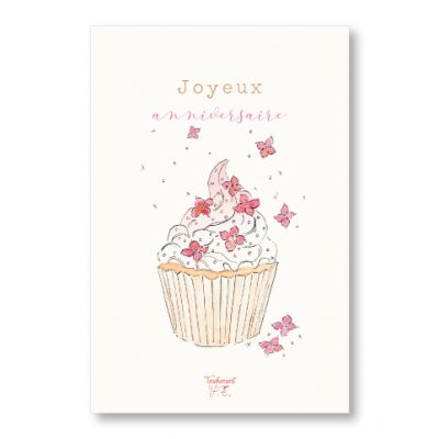 Carte Cupcake fleuri grenadine • Pailletée