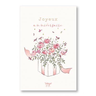 Carte Joyeux Anniversaire Cadeau fleuri