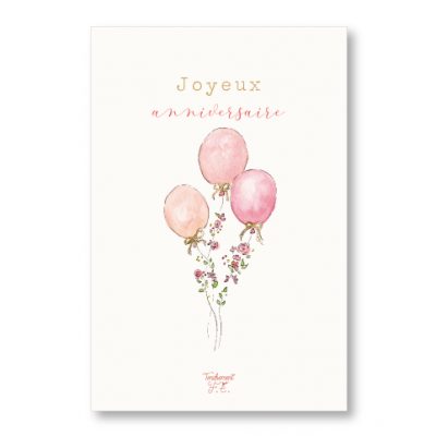 Carte Ballons fleuris / Fille • Pailletée