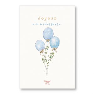 Carte Ballons fleuris / Garçon • Pailletée