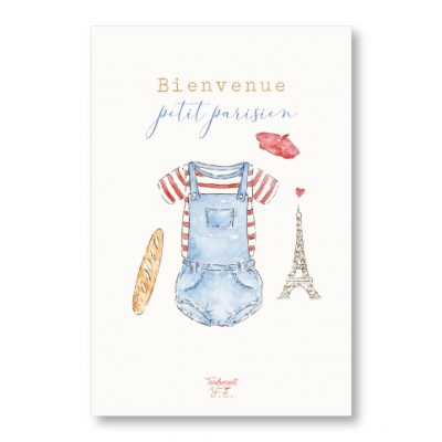 Carte Bienvenue petit parisien • Pailletée
