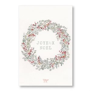 Carte Couronne Joyeux Noël Baies rouges • Pailletée